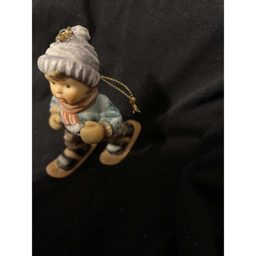 Vintage Studio Hummel Christmas Ornament  1997 Boy w/ Snowshoes On